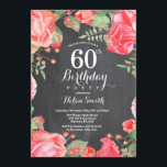 Botanische Red Floral 60th Birthday Invitation Kaart<br><div class="desc">Botanische Red Floral 60th Birthday Invitation. Floral Pink Peonies Birthday Invitation for Women. Waterverf Floral Flower. Elegant roze en Peony Flowers. Volwassen verjaardag. Chalkboard Achtergrond. Zwart-wit. 13e 15e 16e 18e 21e 30e 40e 50e 60e 70e 90e 100e, Alle leeftijden. Voor verdere aanpassing, te klikken gelieve de knoop "van de Aanpassing...</div>
