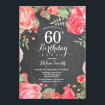 Botanische Red Floral 60th Birthday Invitation Kaart<br><div class="desc">Botanische Red Floral 60th Birthday Invitation. Floral Pink Peonies Birthday Invitation for Women. Waterverf Floral Flower. Elegant roze en Peony Flowers. Volwassen verjaardag. Chalkboard Achtergrond. Zwart-wit. 13e 15e 16e 18e 21e 30e 40e 50e 60e 70e 90e 100e, Alle leeftijden. Voor verdere aanpassing, te klikken gelieve de knoop "van de Aanpassing...</div>