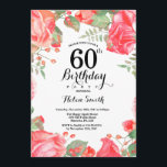 Botanische Red Floral 60th Birthday Invitation Kaart<br><div class="desc">Botanische Red Floral 60th Birthday Invitation. Floral Pink Peonies Birthday Invitation for Women. Waterverf Floral Flower. Elegant roze en Peony Flowers. Volwassen verjaardag. Witte achtergrond. Zwart-wit. 13e 15e 16e 18e 21e 30e 40e 50e 60e 70e 90e 100e, Alle leeftijden. Voor verdere aanpassing, te klikken gelieve de knoop "van de Aanpassing...</div>