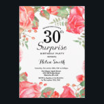 Botanische Red Floral Surprise 30th Birthday Kaart<br><div class="desc">Botanische Red Floral Surprise 30th Birthday Invitation. Floral Pink Peonies Birthday Invitation for Women. Waterverf Floral Flower. Elegant roze en Peony Flowers. Volwassen verjaardag. Witte achtergrond. Zwart-wit. 13e 15e 16e 18e 21e 30e 40e 50e 60e 70e 90e 100e, Alle leeftijden. Voor verdere aanpassing, te klikken gelieve de knoop "van de...</div>