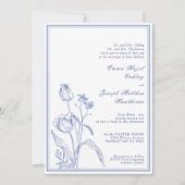 Botanische Regency  pastelblauw huwelijk Kaart (Voorkant)