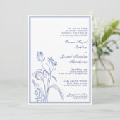 Botanische Regency  pastelblauw huwelijk Kaart (Staand voorkant)