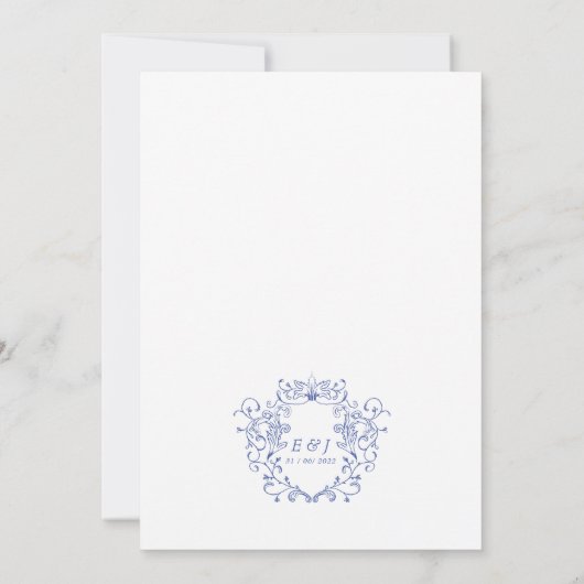 Botanische Regency  pastelblauw huwelijk Kaart (Achterkant)