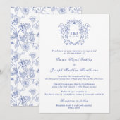 Botanische Regency  pastelblauw huwelijk Kaart (Voorkant / Achterkant)