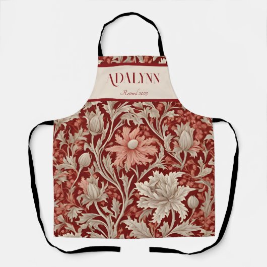  Botanische Retirement Gifts voor Moeder Rood Schort (Voorkant)