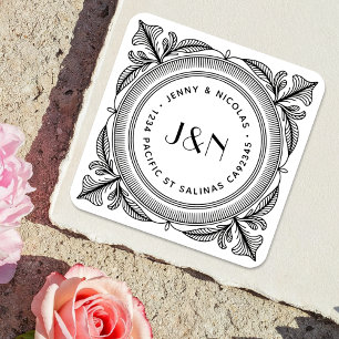 Botanische Retouradreslabels - Op maat Vierkante Sticker