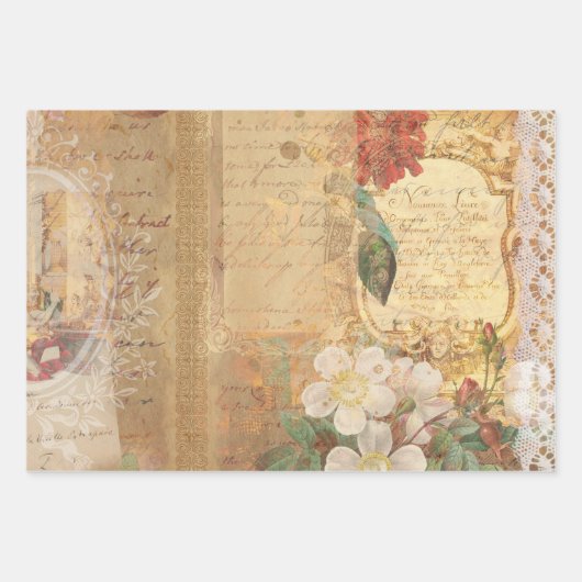 botanische retro Victoriaans ouderdom Inpakpapier Vel (Voorkant)