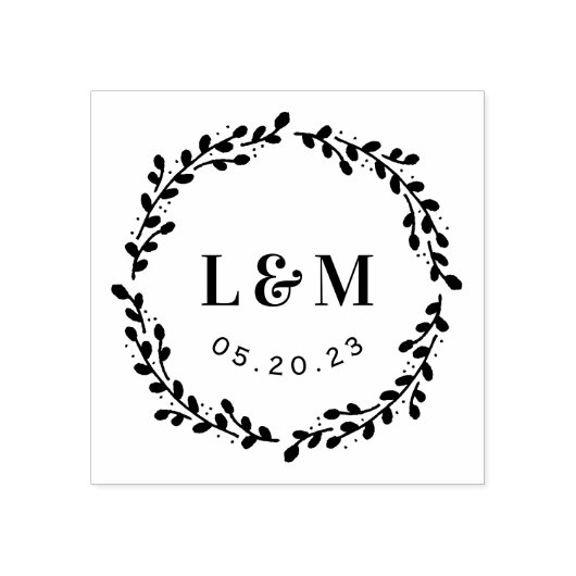 Botanische reuze monogram bruiloft sparen de datum rubberstempel (Afrduk)