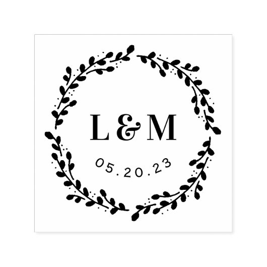 Botanische reuze monogram bruiloft sparen de datum zelfinktende stempel (Design)