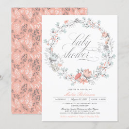 Botanische reuzenlentekoraal | MeisjesBaby shower Kaart