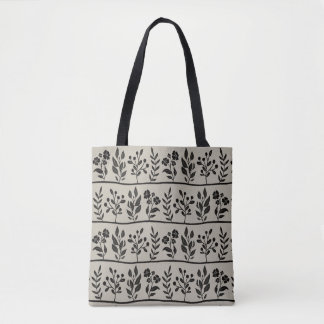 Botanische Rhapsodie Zwarte Bloemensilhouet Botani Tote Bag