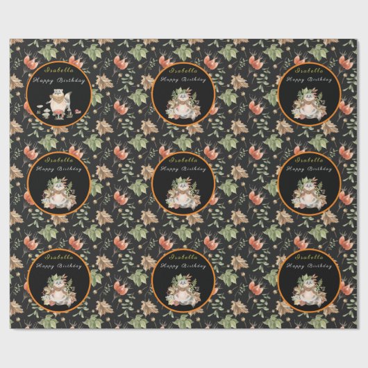 Botanische ring past Tekst en Kleur aan Cadeaupapier (Vlak)