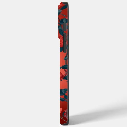 Botanische rode achtergrond bloemig Case-Mate iPhone case (Achterkant / Links)