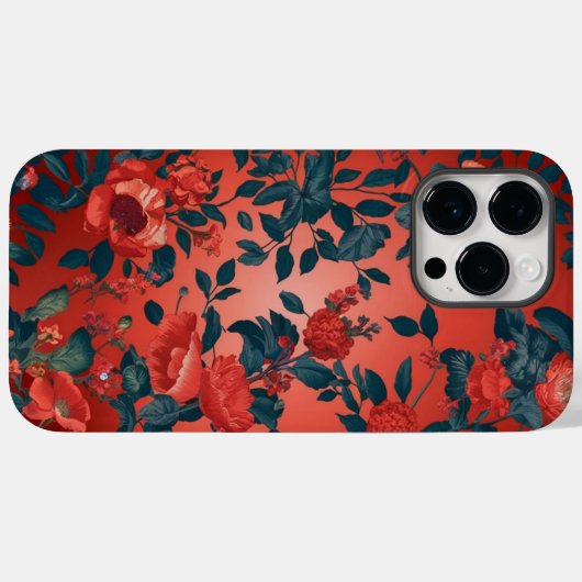 Botanische rode achtergrond bloemig Case-Mate iPhone case (Achterkant (horizontaal))