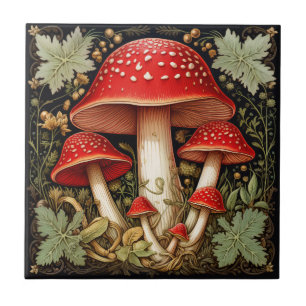 Botanische rode Amanita Muscaria 3D Effect Mushroo Tegeltje