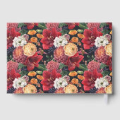 Botanische rode amaryllis en herfst bloemen bruilo gastenboek (Achterkant)