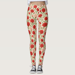 Botanische Rode Anjer Bloemen Leggings