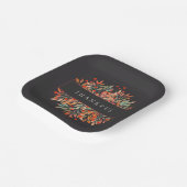 Botanische rode bessen & bladeren donkerrood papieren bordje (Gebogen)