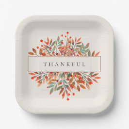 Botanische rode bessen & bladeren Ivoor  Papieren Bordje