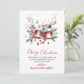 Botanische rode bessen Geen foto Vrolijk Kerstfees Feestdagenkaart (Staand voorkant)