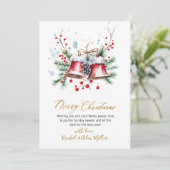 Botanische rode bessen Geen foto Vrolijk Kerstfees Feestdagenkaart (Staand voorkant)