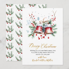 Botanische rode bessen Geen foto Vrolijk Kerstfees Feestdagenkaart