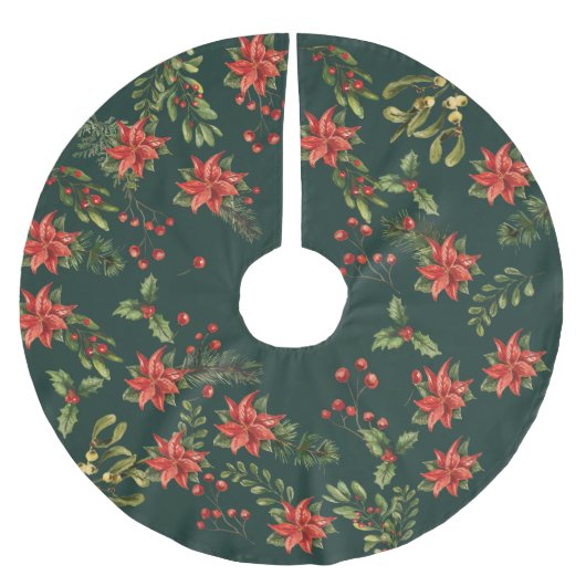 Botanische Rode Bessen Kerstvakantie Bloemen Kerstboom Rok (Voorkant)