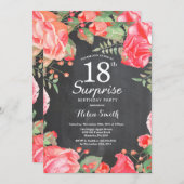 Botanische rode bloemen verrassing 18e verjaardag kaart (Voorkant / Achterkant)