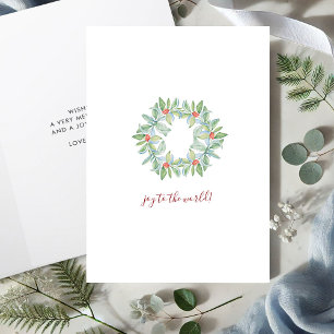 Botanische rode en groene aquarel krans Kerstmis Feestdagen Kaart