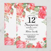 Botanische Rode Floral 12e verjaardag Kaart (Voorkant / Achterkant)