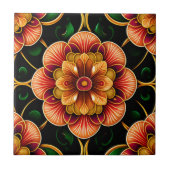 Botanische Rode Floral Illustratie Tegeltje (Voorkant)