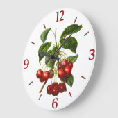  botanische rode kersen afdrukken grote klok (Hoek)