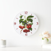  botanische rode kersen afdrukken grote klok (Huis)