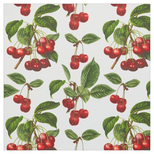 botanische rode kersen afdrukken stof (Swatch)
