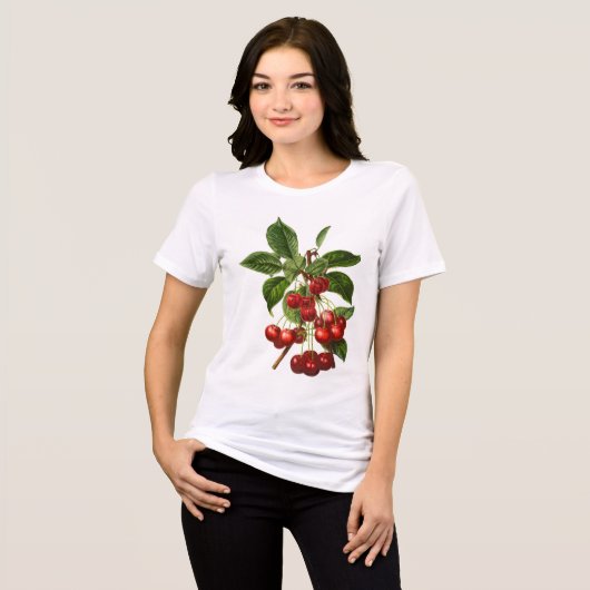  botanische rode kersen afdrukken Tri-Blend shirt (Voorkant volledig)