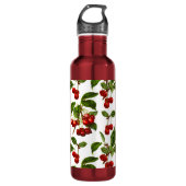  botanische rode kersen afdrukken waterfles  (Voorkant)