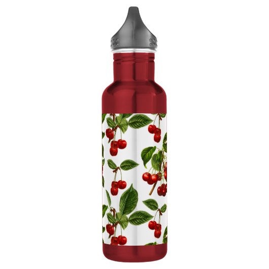  botanische rode kersen afdrukken waterfles  (Links)