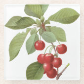 Botanische rode kersen glazen onderzetter (Voorkant)