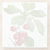 Botanische rode kersen glazen onderzetter (Achterkant)