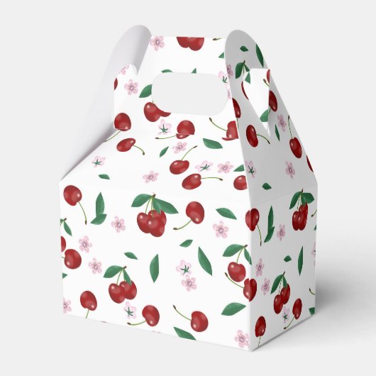 Botanische rode kersen groen & bloesems bedankdoosjes (Achterkant)