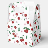 Botanische rode kersen groen & bloesems bedankdoosjes (Geopend)