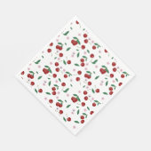 Botanische rode kersen groen & bloesems servet (Hoek)