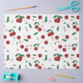 Botanische rode kersen groen & bloesems tissuepapier (Craft)