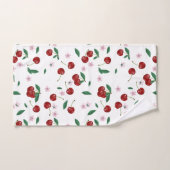 Botanische rode kersen groen & kersenbloesems bad handdoek (Handdoek)