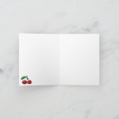 Botanische rode kersen groen & kersenbloesems kaart (Binnen)