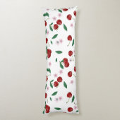 Botanische rode kersen groen & kersenbloesems lichaamskussen (Achterkant (Verticaal))