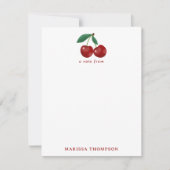 Botanische rode kersen groen & kersenbloesems notitiekaartje (Voorkant)