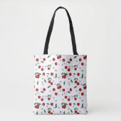 Botanische rode kersen groen & kersenbloesems tote bag (Voorkant)