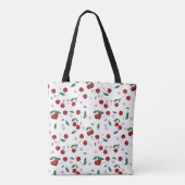 Botanische rode kersen groen & kersenbloesems tote bag (Achterkant)