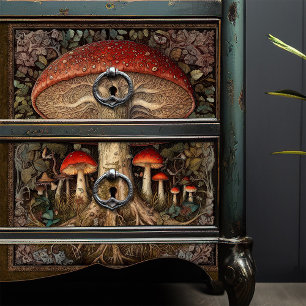 Botanische Rode Paddestoel Decoupage Folk Art Tissuepapier